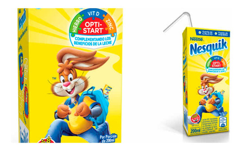 Imagen 4 de 8 de Nesquik Listo Para Tomar X 200ml Leche Chocolatada Caja X24