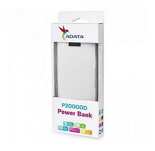 Imagen 4 de 5 de Power Bank Portatil Usb P20000d Blanco Linterna Led Adata