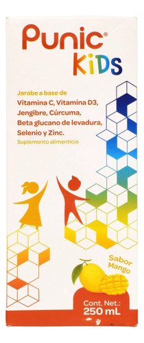 Jarabe Punic Kids 250 Ml Vitaminas Minerales Zinc Para Niños Sabor Mango