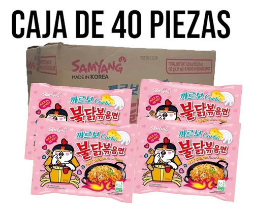 Ramen Coreano Caja Sabor Carbonara 40 Piezas 130g Cada Paq.