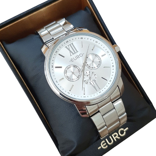 Relógio De Pulso Euro Eu6p29aji/4k Com Corpo Prata,  Cristal Mineral, Para Feminino, Com Correia De Aço Inoxidável Cor E Pulseira