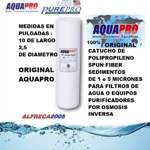 2 Cartuchos Polipropileno 10x2,5 Repuesto Osmosi Filtro Agua