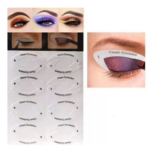 4 Planchas Sticker Stencil Delineador Sombra Ojos Make Up