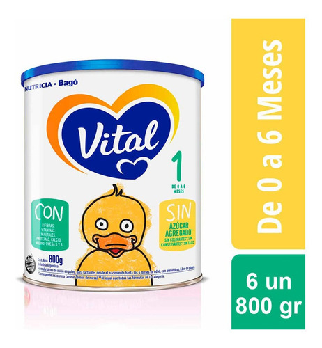 Leche En Polvo Vital 1 Nutricia Bago Lata 800 Gr X 6 Un