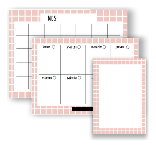 Planificador Semana Y Mensual A4 Papel + Block Notas Cuadros