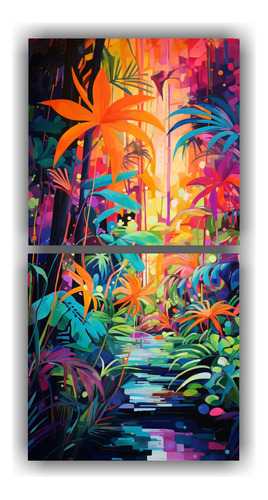 140x70cm Cuadro Decorativo Moderno Estilo Pop Art Jungla Abs