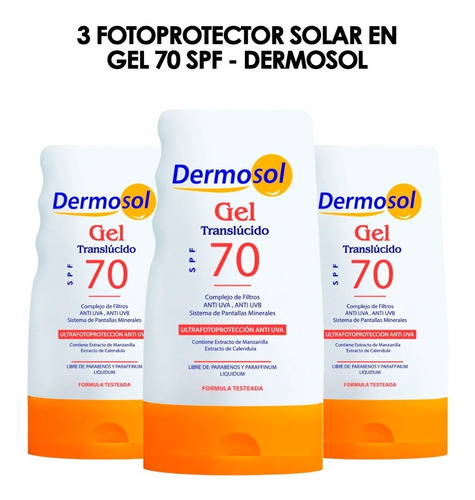 3 Foto Protector Solar En Gel 70 Spf- Dermosol