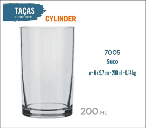 12 vasos cilíndricos de 200 ml, multiusos