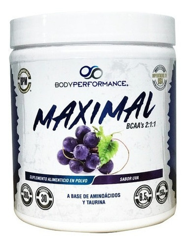 Bodyperformance Aminoácidos Maximal Bcaa 360 G 30 Servicios Uva