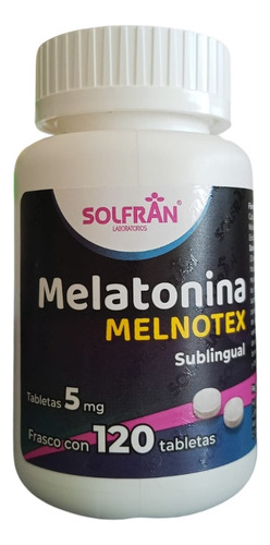 Melnotex Melatonina 5 Mg 120 Tabletas Sublingual Solfran Sabor Sin Sabor