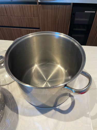 Olla De Acero Inoxidable Con Colador Azul Acero