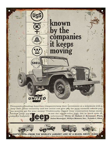Cartel Chapa Publicidad Antigua Jeep Ika X284