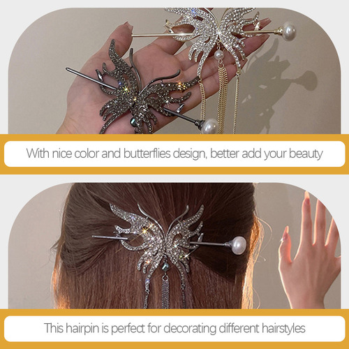 2pcs Cepillo Secador De Pelo Con Forma De Mariposa Y Perla