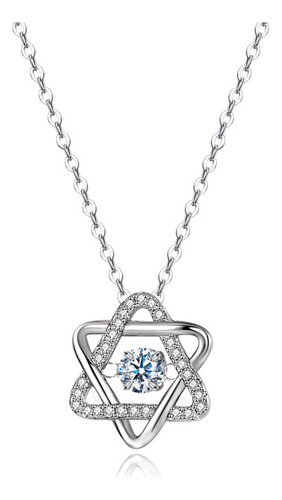 Collar Con Forma De Estrella Hexagonal De Plata Pura S999: E