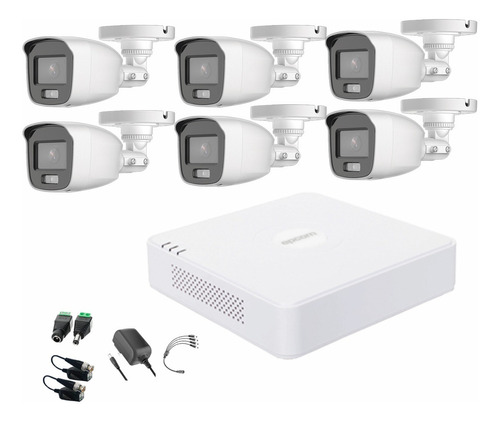 EPCOM Kit 6 Cámaras de seguridad B8-KIT-CV/A-6CSC CCTV Exterior ColorVu Alta definición  Metálicas Videovigilancia B8-KIT-CV/A Micrófono integrado