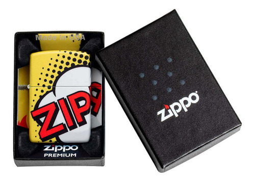 Encendedor Zippo Amarillo Mate Impresión 540 Diseño Comic Amarillo