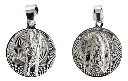 Medalla Med Doble Vista San Judas Virgen Guadalupe Plata 925