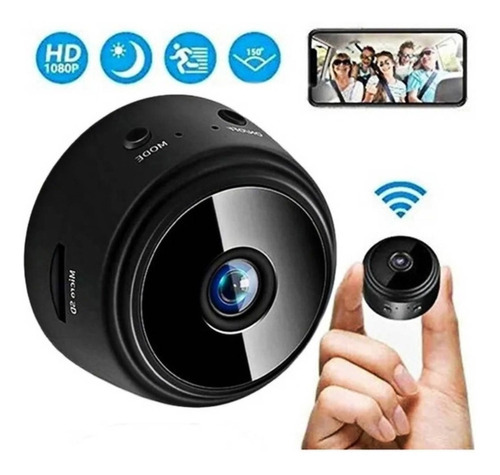 Mini Câmera Espiã A9 Wifi Hd 1080p Discret Magnética Altomex Cor Preto