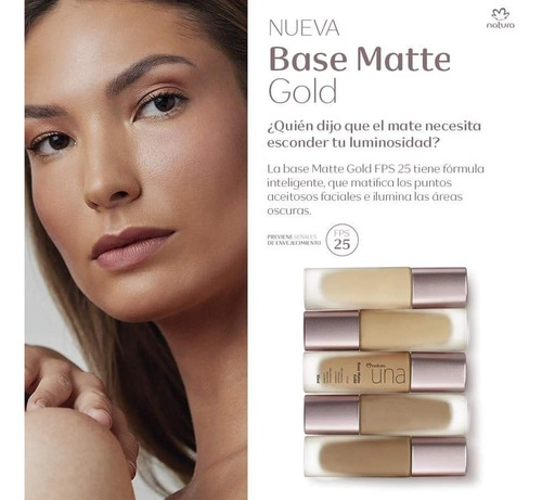 Base Matte Gold Fps25 Natura Una - Alta Cobertura Hidrat. | MercadoLibre