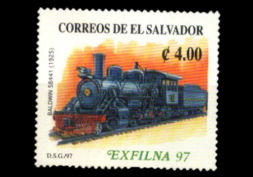 #20484 El Salvador Locomotora Tren Antiguos Yv 1307 Mnh