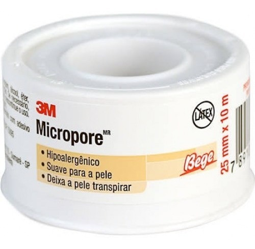 Fita Cirurgica Microporosa Bege 25mm X 10 M 3m - 01 Unidade