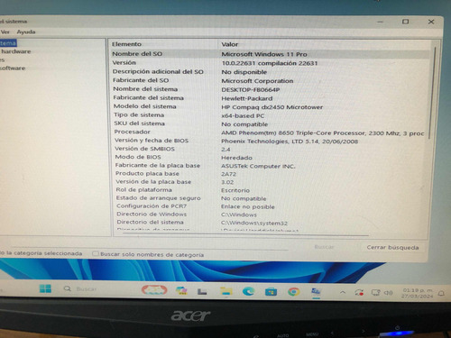 Cpu Amd Phenom 8650 2.3ghz Ddr2 4gb Ssd 120gb Windows 11 (Usado)