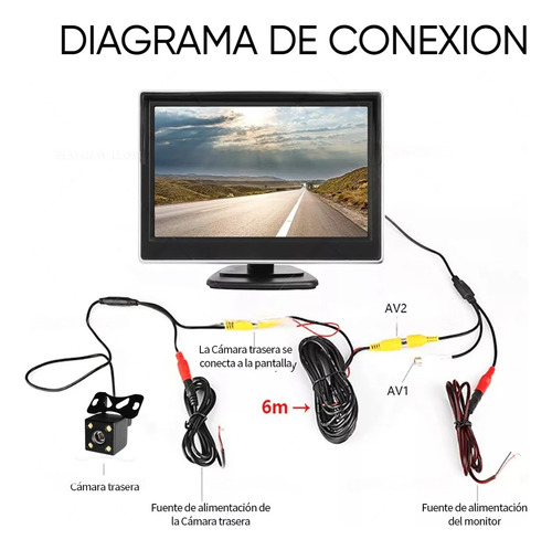 Camara Con Monitor Reversa Hd De Auto Impermeable Universal