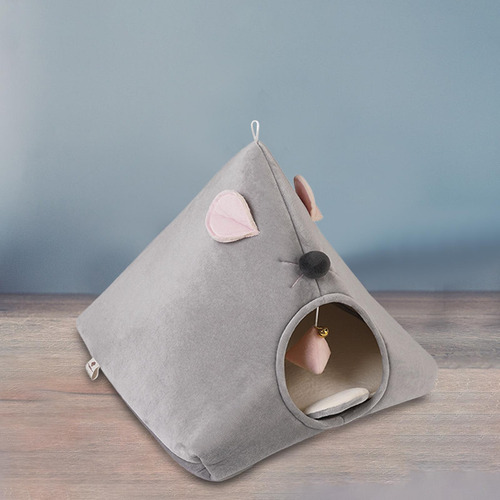 Nido Semicerrado Para Gatos, Cama Para Gatos, Cueva, Gris