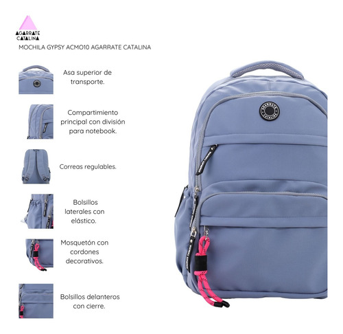 Mochila Gypsy Agarrate Catalina Rosa Liso