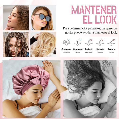 Gorro De Seda Para Dormir Gorro Dormir Para Mujer Rosa