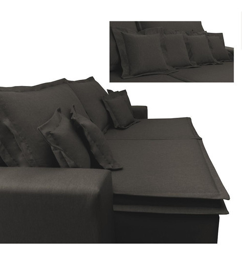 Sofa Retrátil e Reclinável com Molas Cama inBox Premium 2,92m tecido em linho Marrom