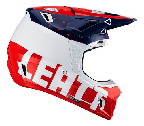 Capacete Leatt Moto 7.5 Com Óculos Azul Royal Verm. Branco Tamanho do capacete L (59-60 cm)