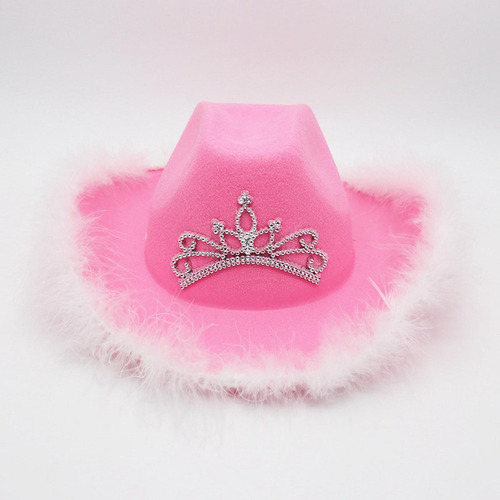 I Western Pink And White Hats Party Favors Feather Fedora