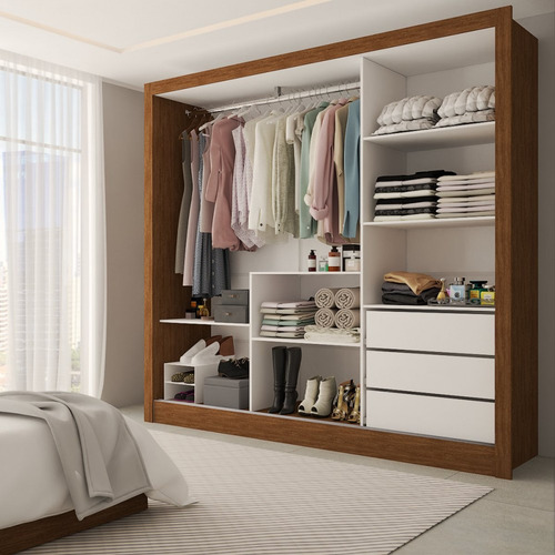 Guarda-roupa Casal Sophia 3 Portas 3 Gavetas Com Espelho Cor Bege