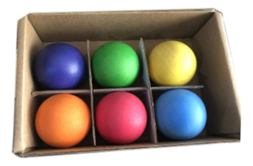 Bolas De Madera De 6 Uds., Material De Arcoíris