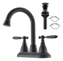 Comprar Grifo De Lavabo De Baño De 4 Pulgadas, Negro Mate, 2 Manijas