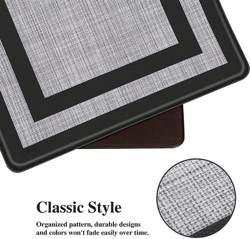 Imagen 4 de 9 de Tapete De Baño Cocina 2 Pcs Acolchado Antifatiga Marco Negro