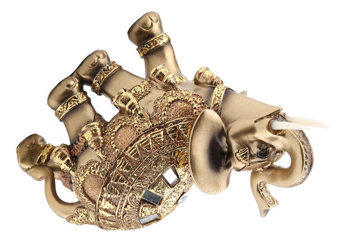 Escultura De Elefante Lucky Feng Shui Golden Statue Wealth