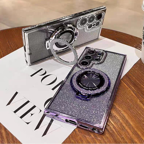 Funda De Teléfono Con Soporte Magnético Para Samsung Galaxy S25 Edge S24 S23 S22 Ultra S24fe A26 A56 A36, Cubierta Trasera Dura A Prueba De Golpes