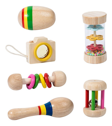6x Juego De Juguetes De Madera Para Bebés, Hecho A Mano,