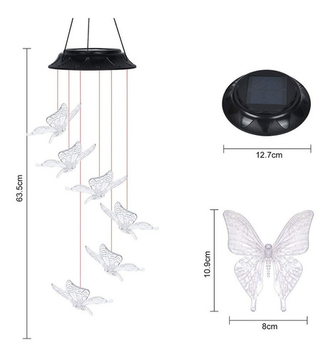 Solar Colgantes Led Tubos De Viento Viento Campana Luz