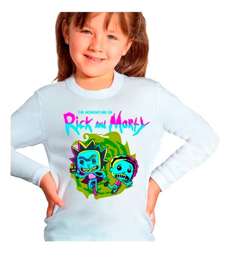 Polera Manga Larga Para Niñas Diseño Funko Rick And Morty