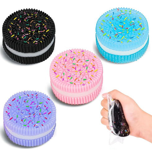 Squishy Con Olor Anti-estrés Galleta Oreo Suave Lavado 4 Pzs