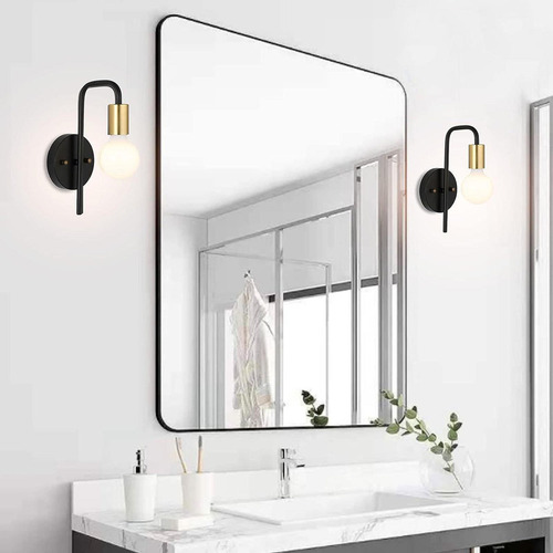 Elegante Lámpara De Pared Para Decoración Negro Y Dorado