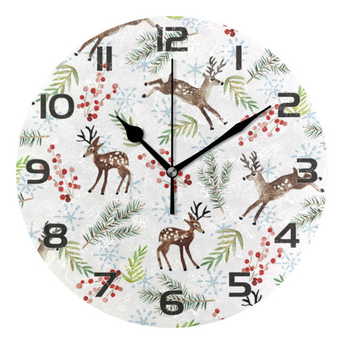 Reloj De Pared Navideño Con Animales Decorativo Y Silencioso