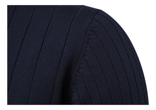 Suéter Cuello Alto Para Hombre Media Cremallera Color Sólido