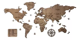 Mapa Mundial De Chapa De Parota De 5mm Con Nombres