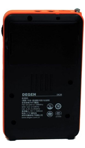 Radio Degen De26 3 In 1 am Fm Onda Corta Sd Mp3 Recarga §