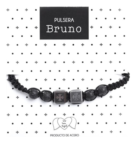 Pulsera Salve Regina Bruno Acero Inox Hombre Negro