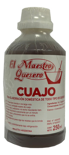 Cuajo Para Queso X 250 Ml